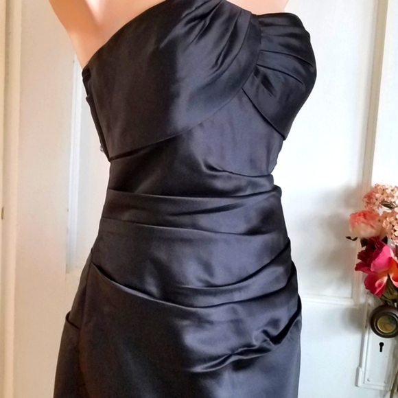 Bill Levkoff formal satin dress black size 10 - Picture 3 of 14